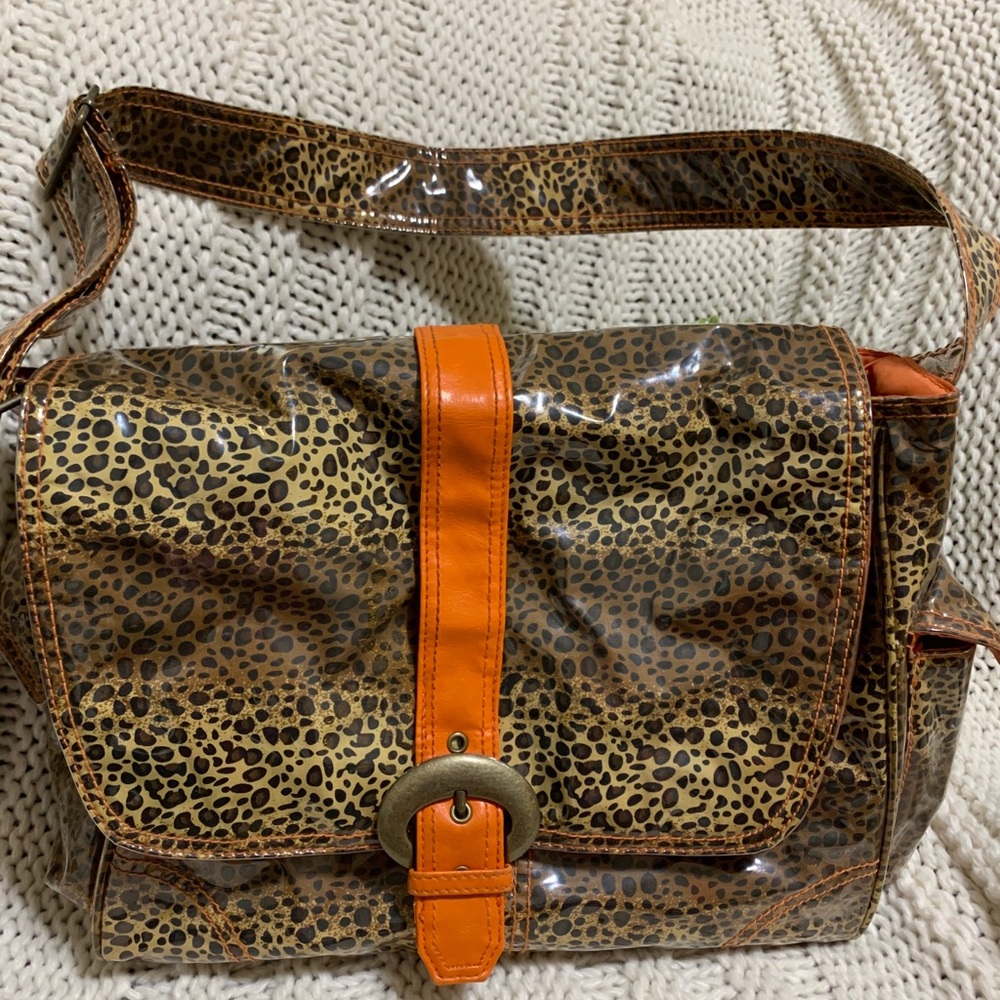Kalencom animal print orange diaper bag